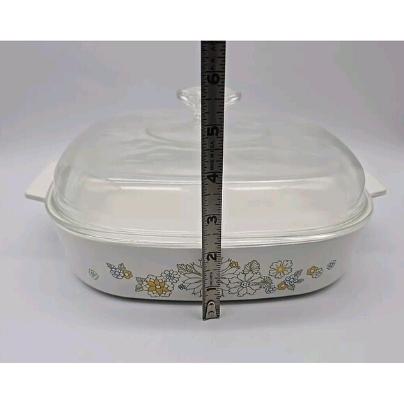Vintage Corning Ware A-10-B Floral Bouquet Deep Square Casserole Dish with Lid - Picture 7 of 12